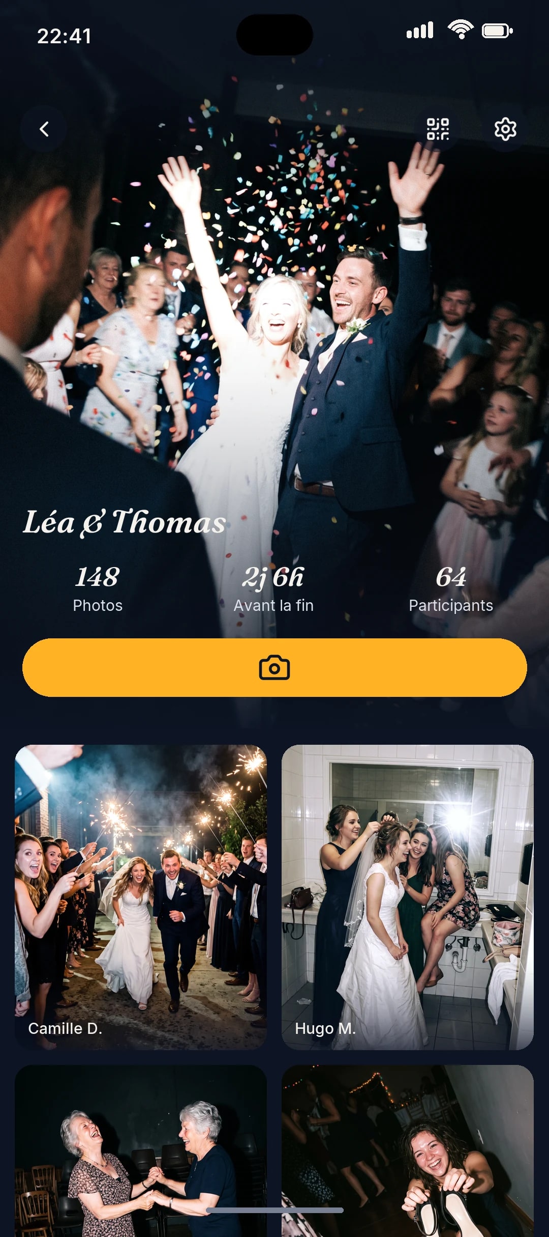 Album photo partagé d’un mariage