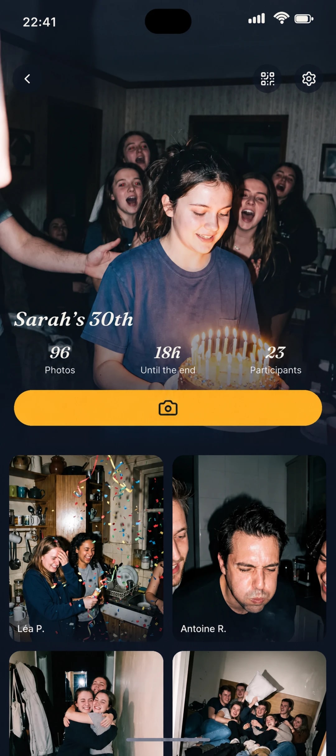 Shared birthday photo album in Reveal