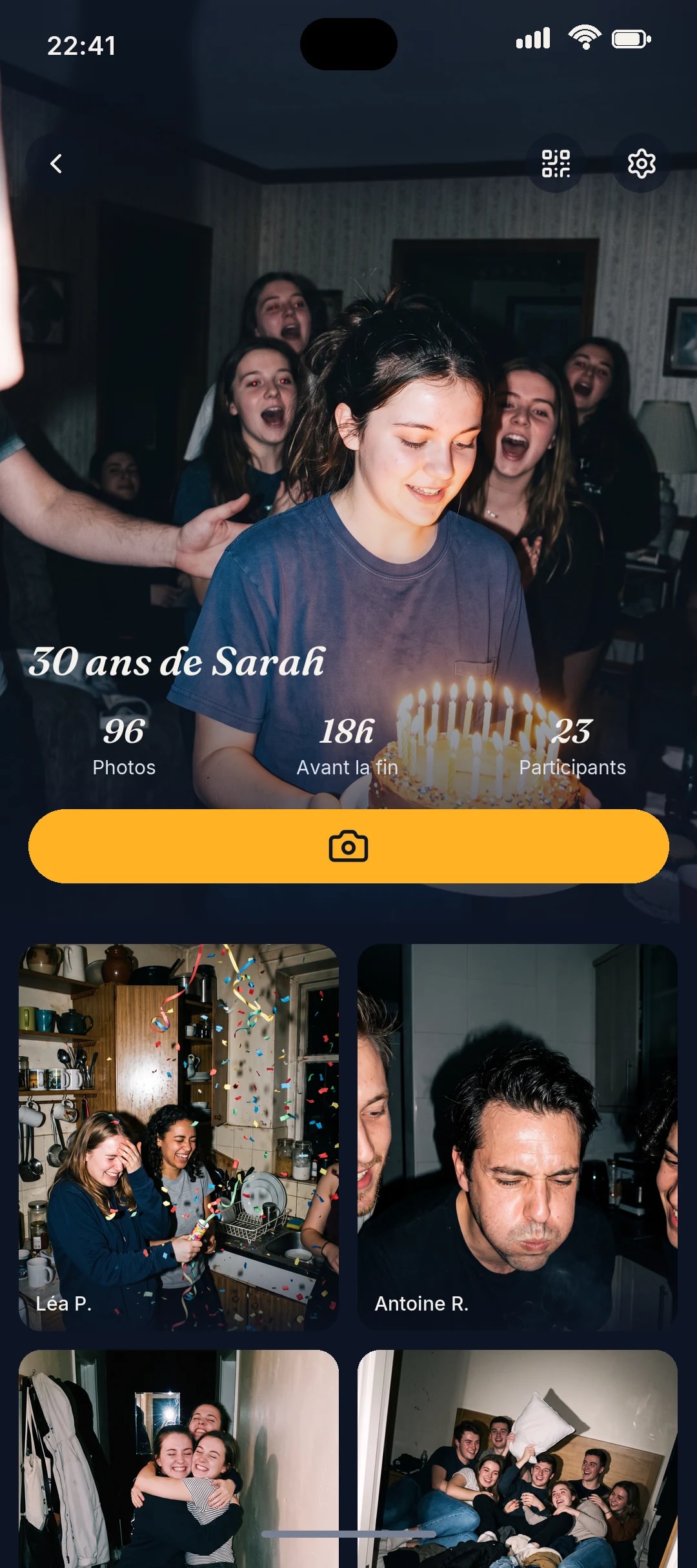 Album photo partagé d’un anniversaire dans Reveal
