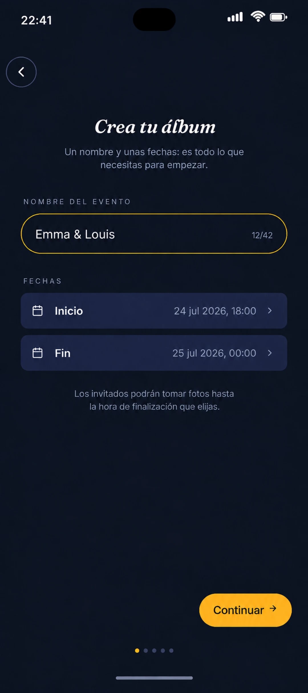 Creación de un álbum en Reveal