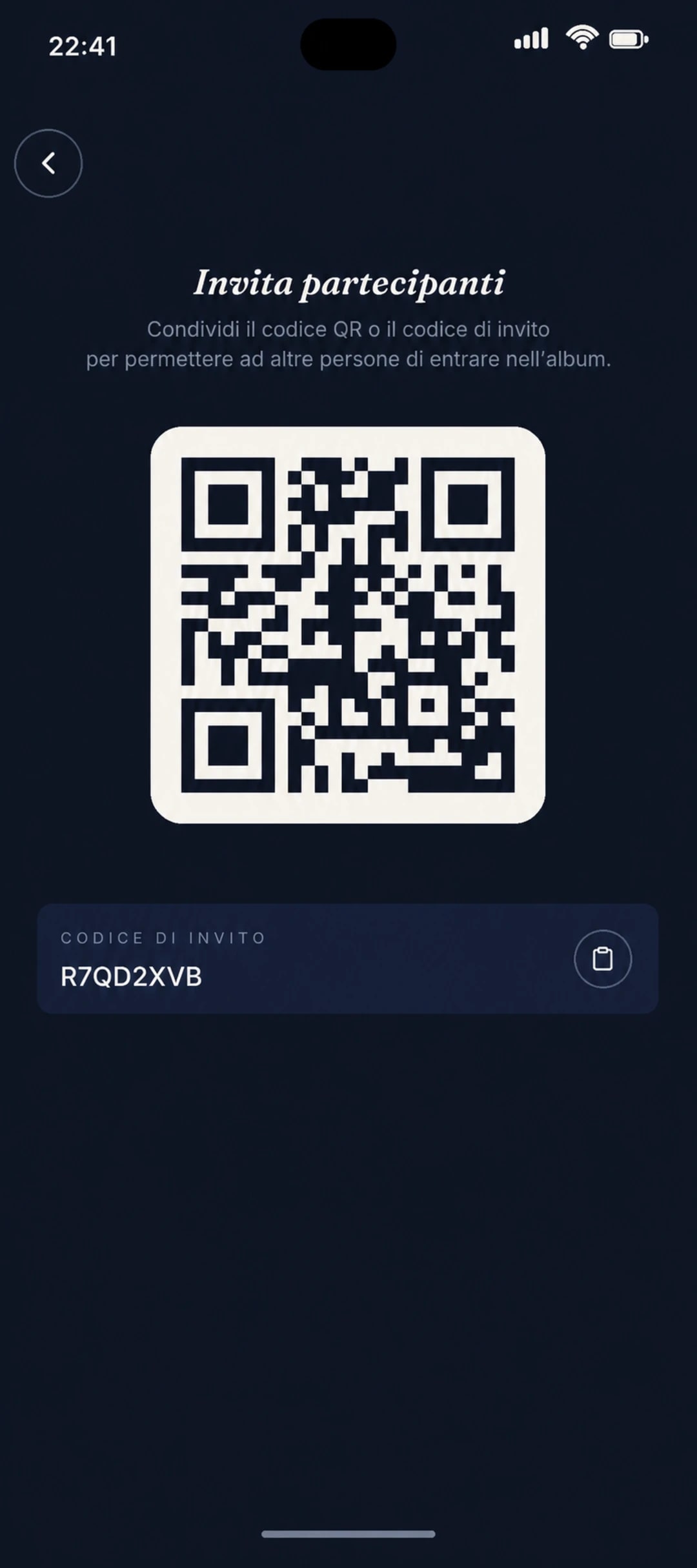 Invito dei partecipanti tramite codice QR