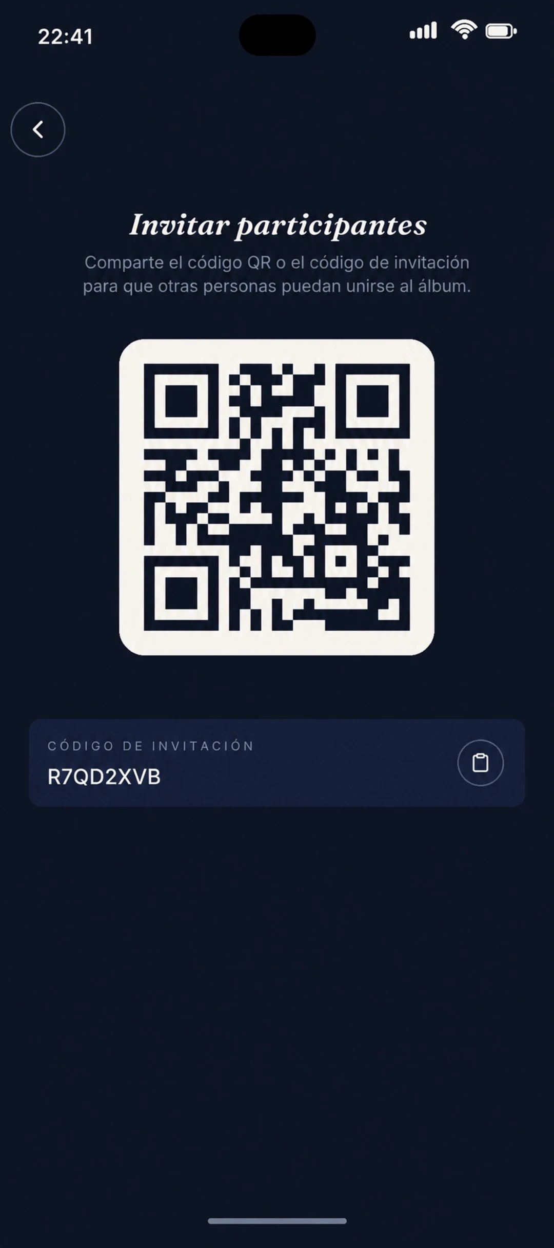 Invitar participantes con un código QR