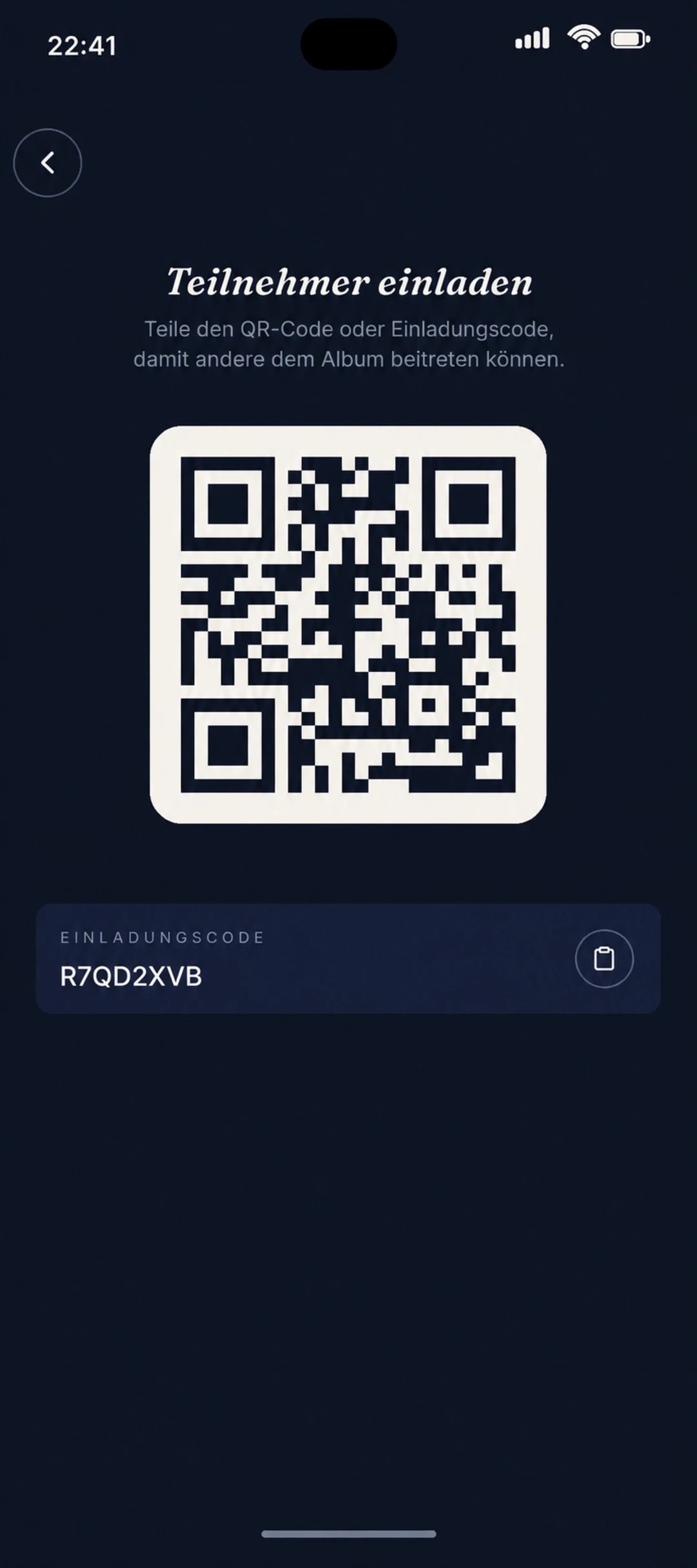 Teilnehmer per QR-Code einladen