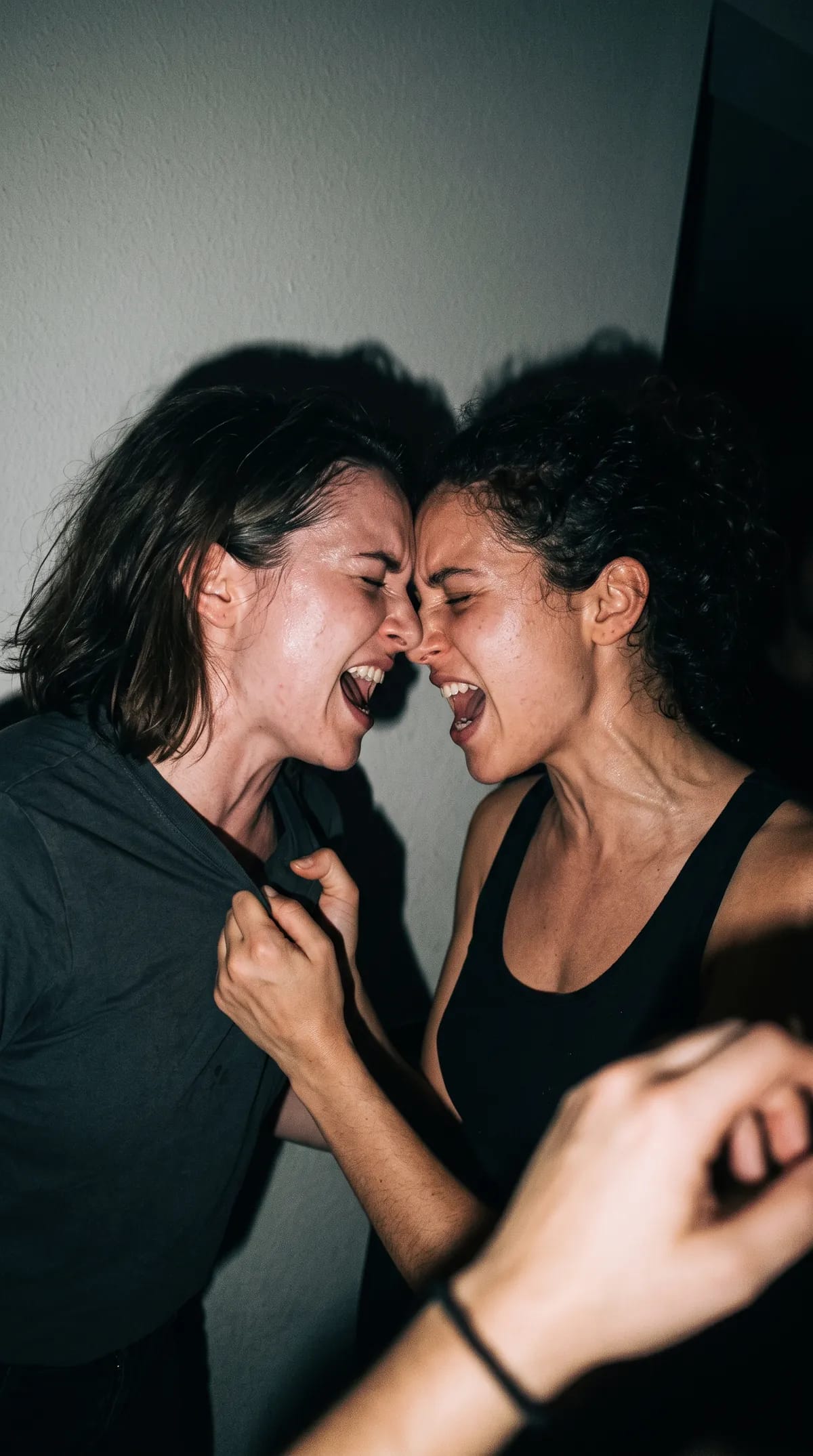 Deux amies chantant pendant une soirée