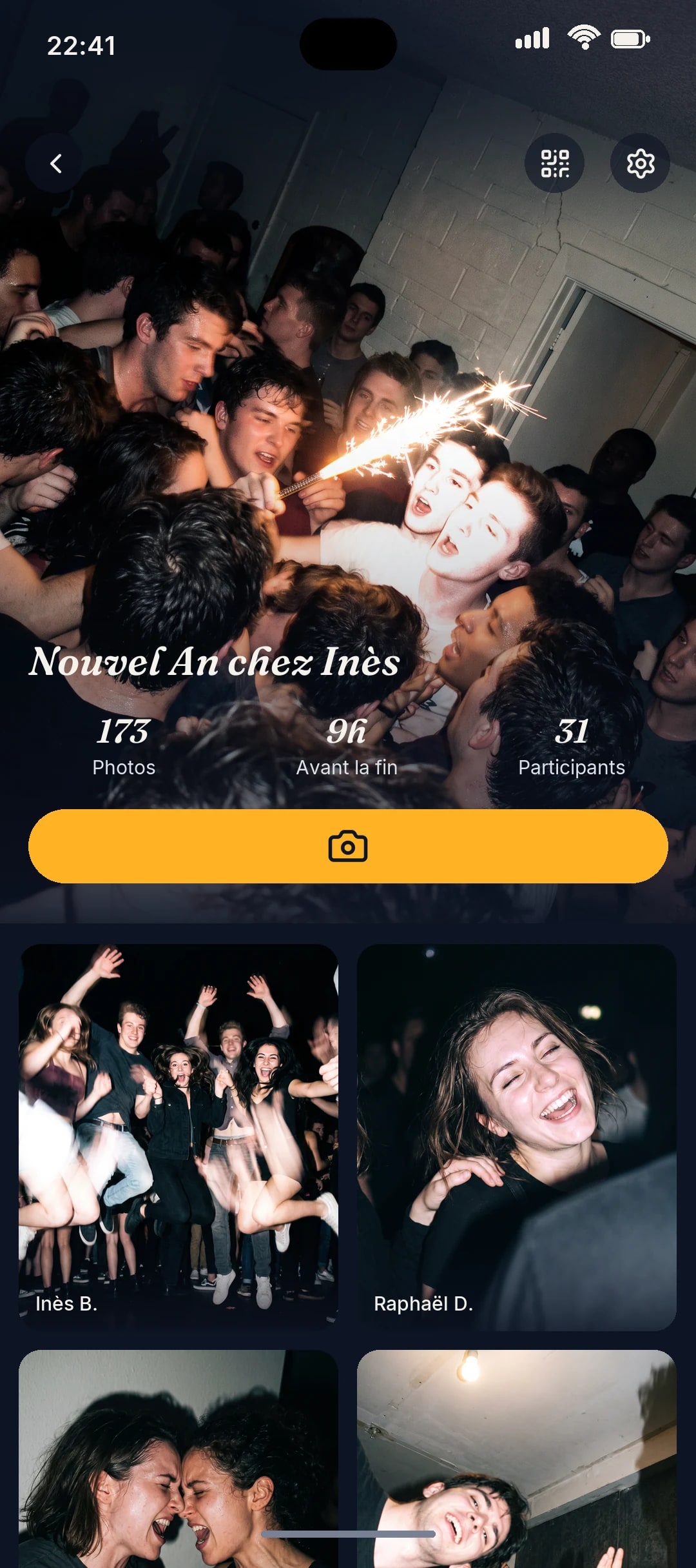 Galerie de soirée visible après le reveal