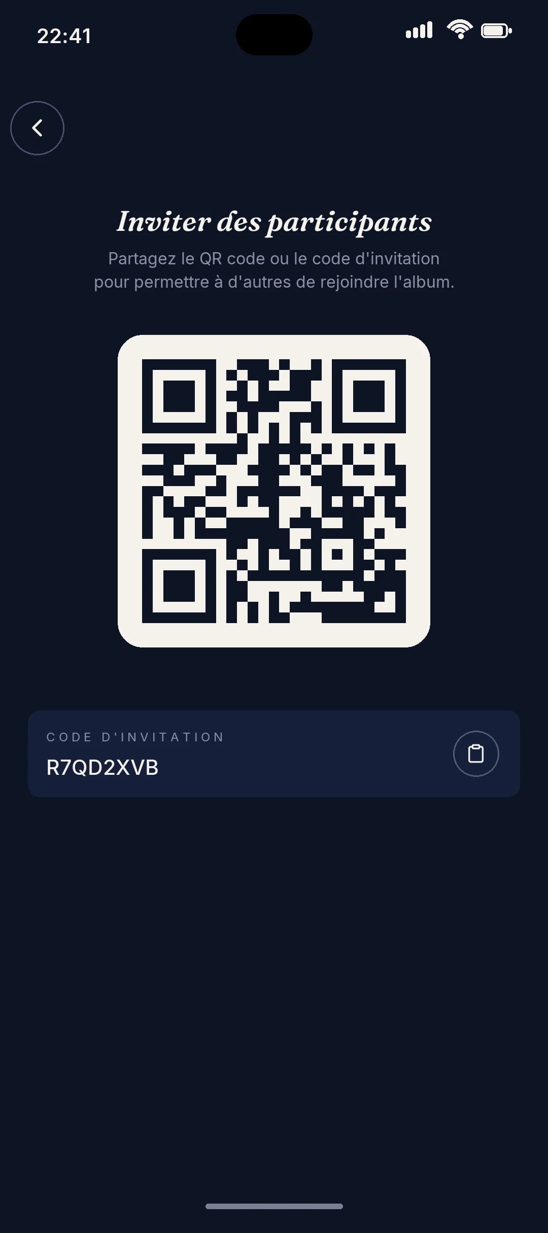 Inviter des participants par QR code