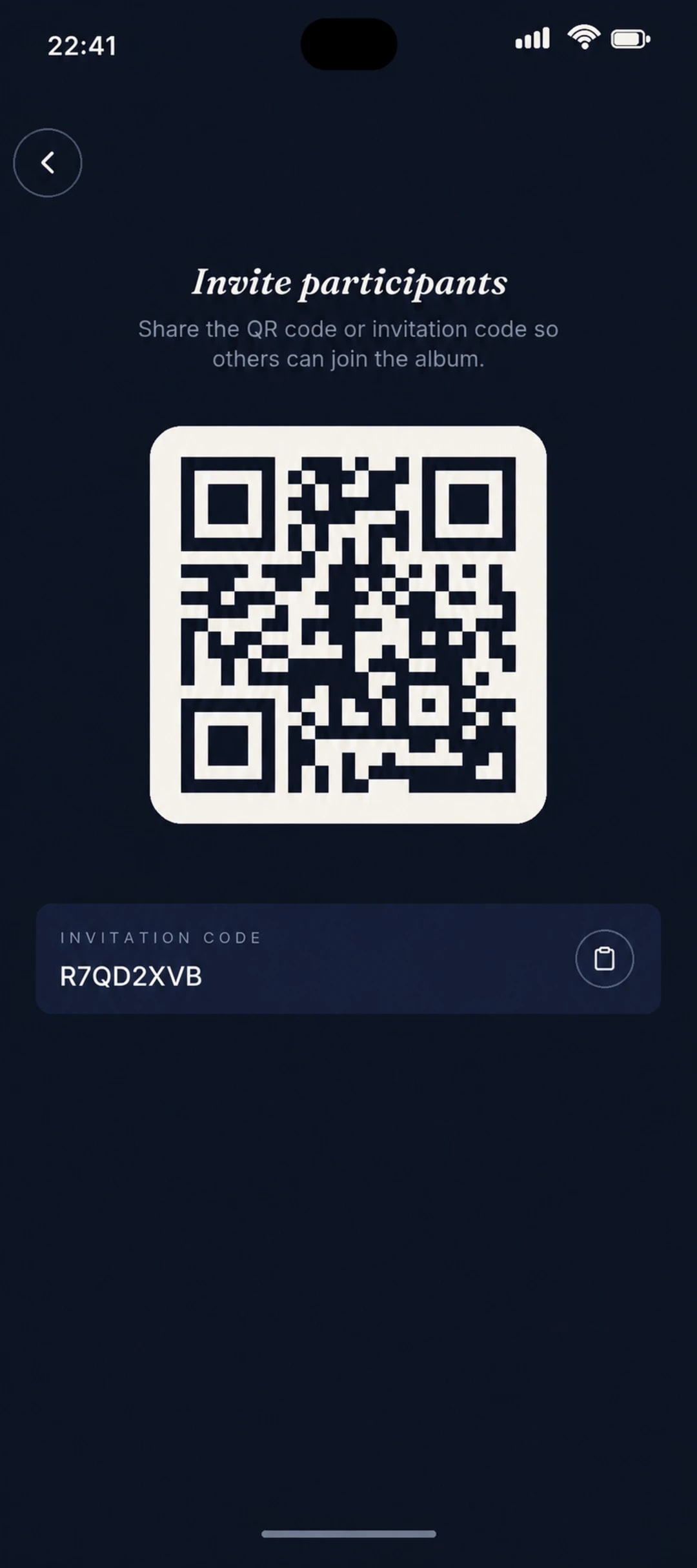 Inviting participants with a QR code