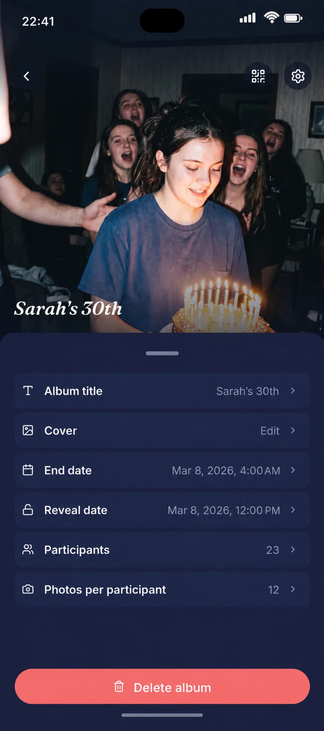 Reveal album settings